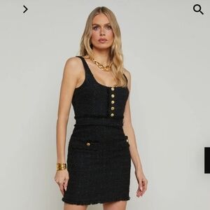 L'Agence Valli Tweed Mini Dress in Black featuring a square neckline -Size 2 NWT